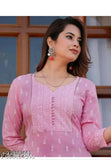 Rayon printed aline kurta, three-quarter sleeves, vibrant Indian fashion