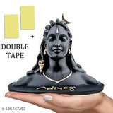 Black poly resin Adiyogi statue, 10cm tall, perfect for car dashboard decoration