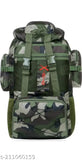 High-quality army fabric 90L rucksack, lightweight hiking backpack with adjustable whistle buckle, bottom shoe pocket, and top zip pocket. Made in India