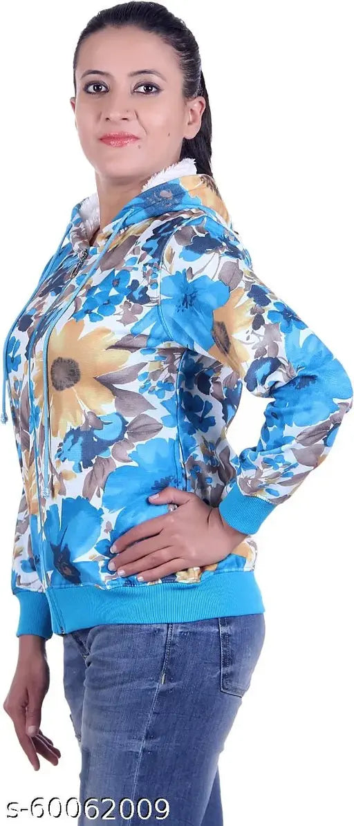 Printed net Kaily fleece women's jacket, urban style long-sleeved sweatshirt for winter in M, L, XL, XXL sizes