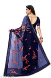 Indian soft net saree with floral embroidery, unstitched blouse piece - ZARUKHA Stylist designed party wear