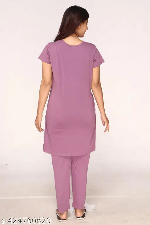 Printed cotton blend nightsuit set for women's casual summer wear, features half sleeve shirts and pyjamas in a vibrant pattern