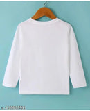 White polyester full sleeve kids t-shirt featuring printed alphabet J design, suitable for ages 7-8 years