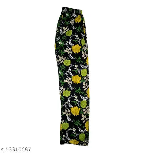 Synthetic polyester women's maxi pajama set of 4 (S, M, L, XL, XXXL), soft and breathable crepe fabric, not cotton, made in India