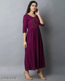 Embroidered Rayon Flared Anarkali Kurta for Women & Girls - Indian craftsmanship on traditional rayon flared kurta, perfect for festive occasions