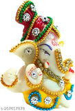 Handmade yellow marble Mini Lord Ganesh Idol, Hindu deity for home decor or car dashboard, symbol of prosperity and good luck