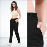 Black laycra women's trousers, regular fit, high-quality imported, perfect for casual wear