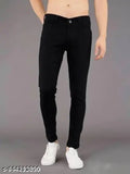 Black Lycra jeans - slim fit high-quality cotton elastane for stylish and versatile wear (size 28, 30, 32) on clothing rack in India