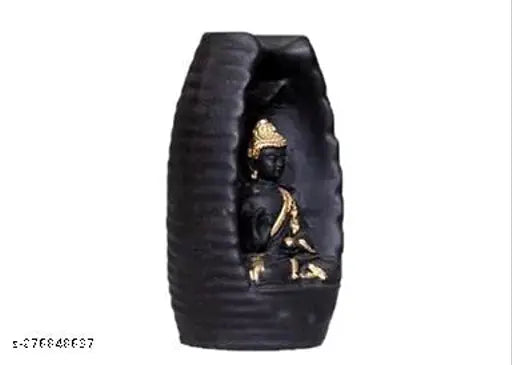 Polyresin Buddha statue with backflow incense cones (101), home decor for living room or bedroom, Indian craftsmanship
