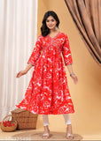 Rayon light daisy printed kurti for women, three-quarter sleeves, India origin