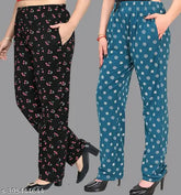 Soft cotton maxi length all over print pyjama set for women's nightwear & lounge wear (2 pack)