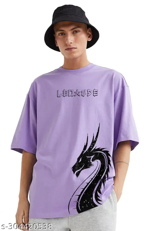 Trendy cotton blend oversized round neck casual T-shirt, plus size available, printed net pattern, short sleeves