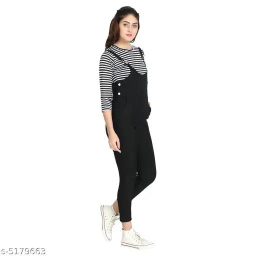 Buynewtrend women's solid cotton round neck jumpsuit with long sleeves, printed net pattern, size S or M (bust size 38in, length size 50in), made in India