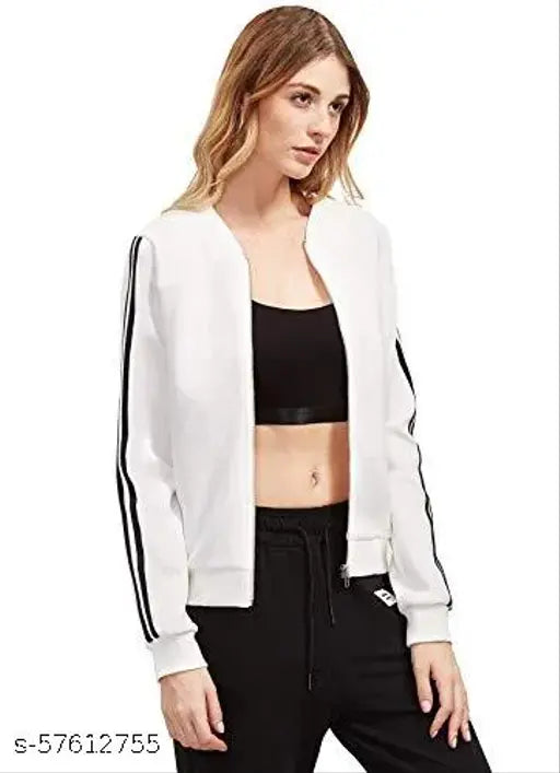 Fabricorn women's fleece round neck sweatshirt jacket, cotton blend, solid style, paired with jeans or leggings