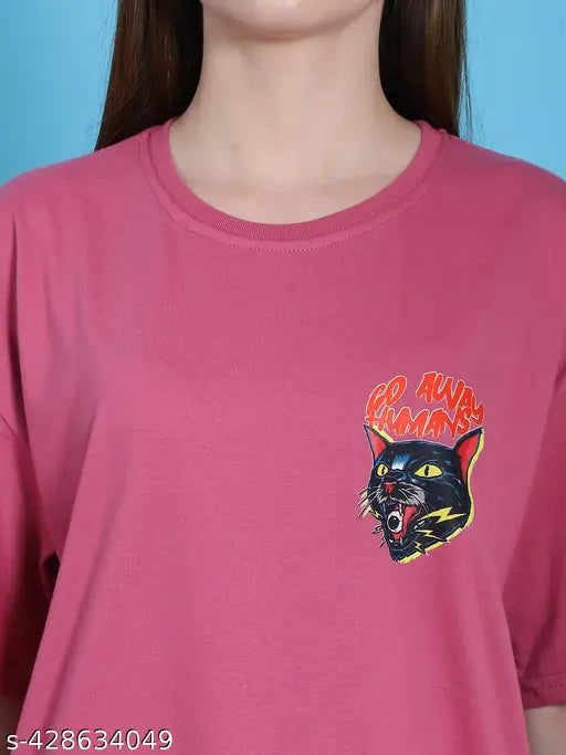 Cotton printed oversize t-shirt, loose casual wear with short sleeves, XL size, India origin