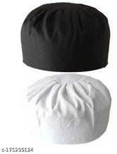 Black and white cotton Asad cap (pack of 2), traditional Islamic prayer skull cap from India