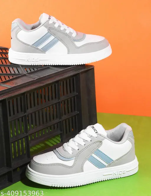 WhiteGreySky PVC & EVA Aerokick Kids Lightweight Lace-Up Sneakers, breathable insoles for shock absorption and traction prevention