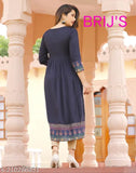 Indian rayon long kurti, festive design for girls and women, 3/4 sleeve, 44" length