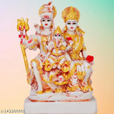 Poly Resin Shiva Parivar Statue - Beautiful depiction of Lord Shiva with Parvati, Ganesha, and Shivalinga. Indian artistry