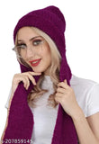 Unisex wool knitted cap muffler, embroidered design, soft and breathable for winter wear
