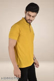 Yellow cotton polo blend V-Neck short sleeves men's t-shirt on hanger