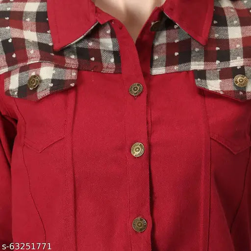 Stylish cotton blend twill jacket with long sleeves, printed net pattern in trendy women's size L from India