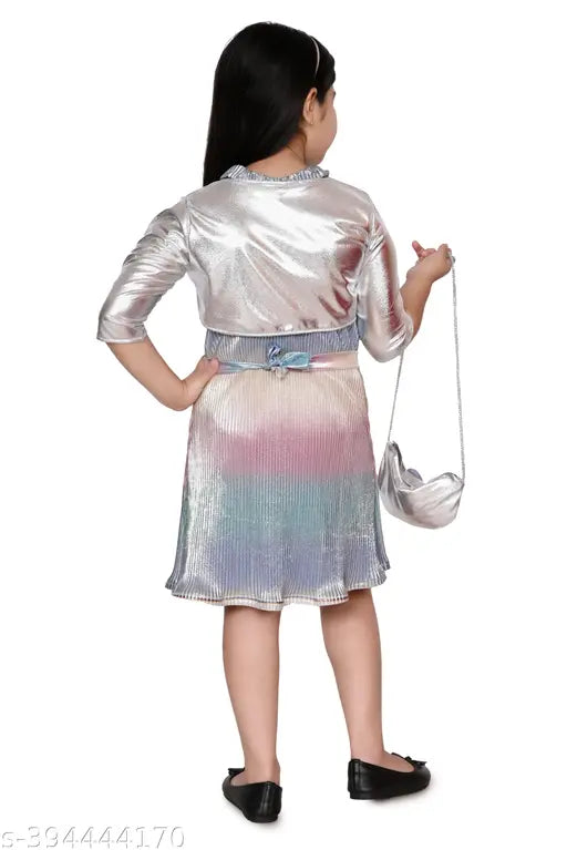 Multi Colour Embellished Net Cloth Kids Gown for Parties, India