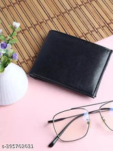 Faux leather bi-fold wallet, stylish men's purse with two compartments, solid design, free size (11x9cm), handcrafted in India