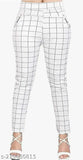 Stylish grey and black checkered Lycra jeggings for professional women