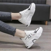 White mesh kids' casual shoes by Megpar Fashionate, featuring lace-up design & PVC sole for comfort and style