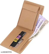 Brown PU Classic world men's wallet, features 2 compartments, 3 card slots, and 2 hidden slots. High-quality bifold leather accessory from India