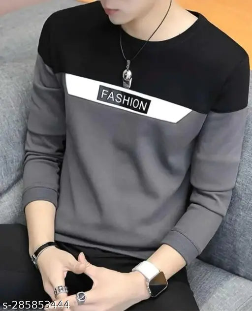ERAWORLD Men's Long-Sleeve Colorblocked Cotton Blend T-shirt, casual wear, XXL size (Chest 42in, Length 29in), India