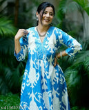 Cotton printed kurti with palazzo, less work and stylish three-quarter sleeves, Indian ethnic wear