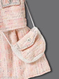 Koti pink full sleeve checked printed wool dress for 4-5 years, cozy and stylish baby outfit with all-over print, India origin