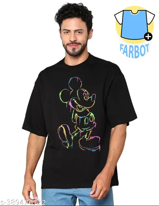 Reflective Rainbow Print Cotton Blend T-Shirt for Men, durable and comfortable. (India)