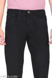 Premium slim black denim jeans for men by REGY, ideal for versatile style and lasting comfort