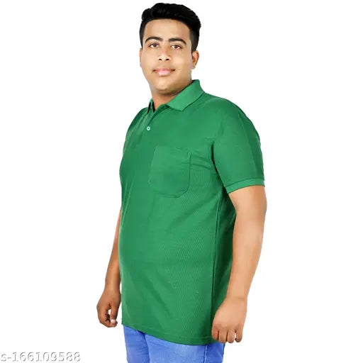 Red and green plus size polo t-shirts for men in Matty Fabric, half sleeves, regular fit. Comfortable, breathable, and versatile for various occasions, made in India." (125 characters)