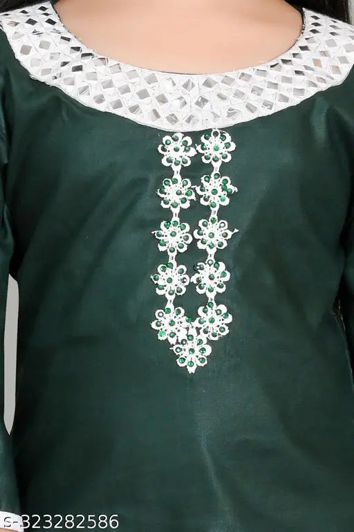 Embellished cotton kurta set with sharara palazzo for girls, Indian fashion, high quality materials