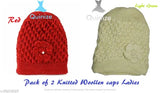 Warm soft woolen knitted winter caps (2 random colors), perfect for cold months, self-design beanie style from China