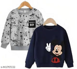 Blue Mickey Mouse all-over print, trendy full sleeve sweatshirts for baby boys & girls (pack of 2), wool fabric, vibrant designs, India origin