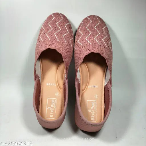 Peach mesh Punjabi juti slip-on women's shoe, solid net design, PVC sole, various sizes available from IND-5 to IND-9