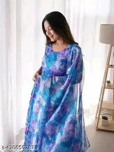 Colourful printed georgette kurti for women & girls, three-quarter sleeves with flower digital print, Ayaan Creation - India