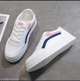 White synthetic casual sneakers for kids by Bucadia, lace-up design with PVC sole, perfect for everyday wear