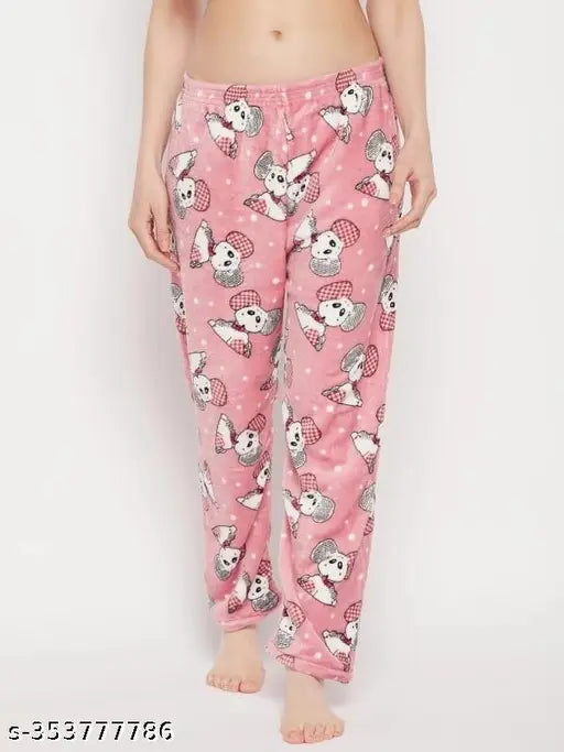 Women's winter fleece maxi pajama pants, warm and fluffy for cozy sleepwear & lounge wear