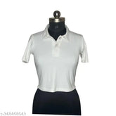 Cotton solid rib polo t-shirt for women, premium quality, flattering fit, versatile wardrobe essential