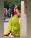 New Georgette saree with Bangalore silk blouse, Indian designer fancy saree on display