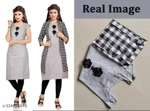 Solid cotton three-quarter sleeve kurti for women, trendy and latest. Quality Indian cotton traditional wear