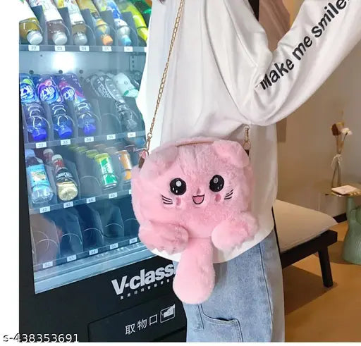 Faux leather kitty cat tail sling bag with elegant design, playful accessory for casual wear