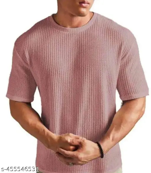 SkyPeach Men's Cotton Blend Over Size Round Neck T-Shirts, short sleeves, solid pattern, M (38in/27in), L (40in/28in), XL (42in/29in) - Combo Pack from India