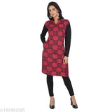 Woolen printed combo kurta for women, long sleeves, trendy style from India (M - bust 30in, L - bust 32in, XL - bust 34in)